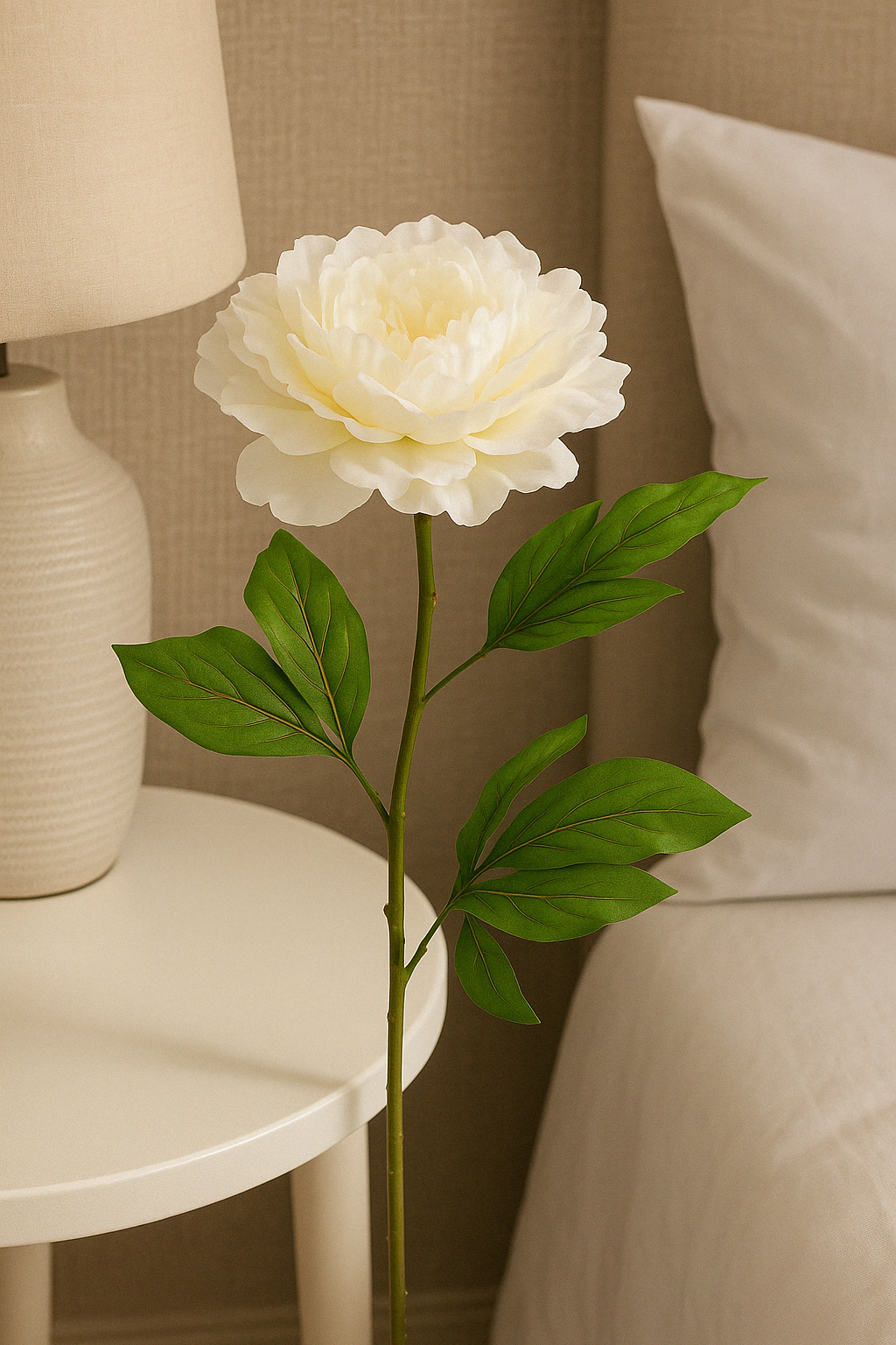 Blooming Peony Large Ivory 77 cm - Realistic Artificial Peony with Soft Ivory Blooms - Perfect for Floral Arrangements, Bouquets, Wreaths, and Home Décor - Long-Lasting and Low Maintenance