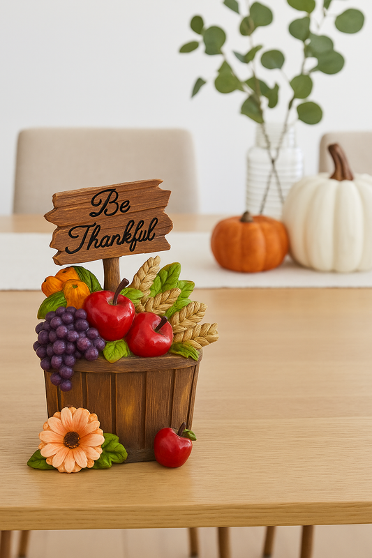 "Thanks for the Harvest" Pot with LED - Decorative Harvest-Themed Pot with Warm LED Lighting - Perfect for Autumn Home Décor, Table Centerpieces, and Seasonal Displays