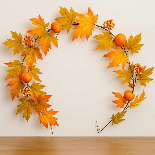 Berry, Maple Leaf & Pumpkin Garland 180 cm - Festive Autumn Garland with Pumpkins, Berries, and Maple Leaves - Perfect for Fall, Thanksgiving, Mantels, Tables, and Seasonal Displays