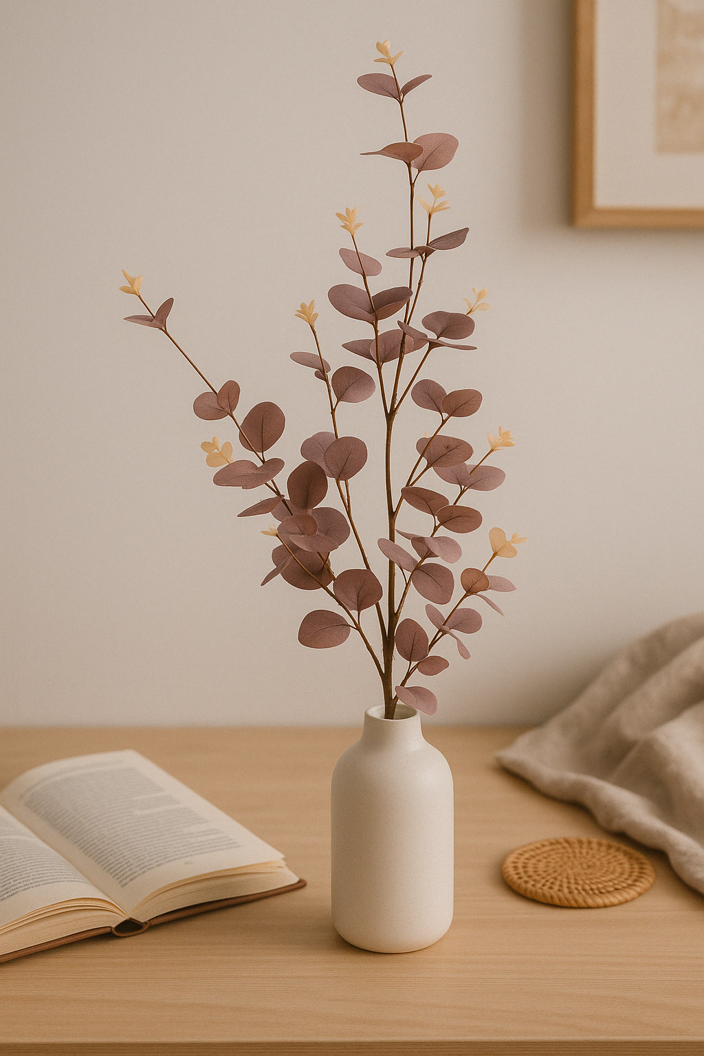 Burgundy Eucalyptus Spray 94 cm - Realistic Artificial Stem for Floral Arrangements, Wreaths, Bouquets, and Home Décor - Long-Lasting, Low Maintenance, Elegant Accent for Weddings and Seasonal Styling
