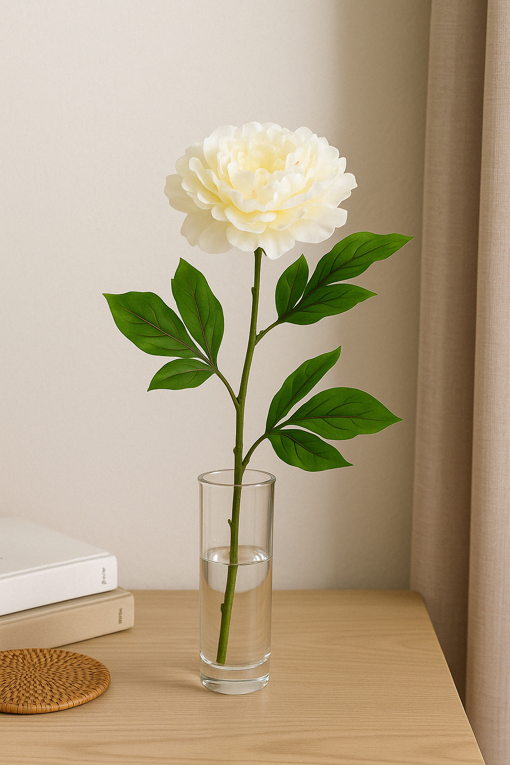 Blooming Peony Large Ivory 77 cm - Realistic Artificial Peony with Soft Ivory Blooms - Perfect for Floral Arrangements, Bouquets, Wreaths, and Home Décor - Long-Lasting and Low Maintenance