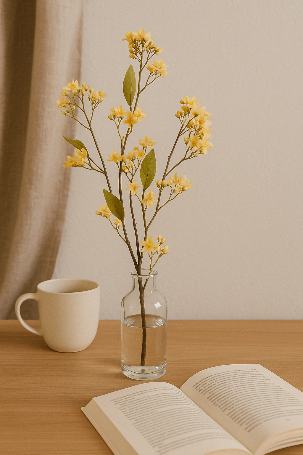 Daphne Spray Cream/Brown (Dry Look) - Realistic Artificial Daphne Stem with Cream and Brown Tones - Perfect for Floral Arrangements, Wreaths, Bouquets, and Home Décor - Long-Lasting and Low Maintenance