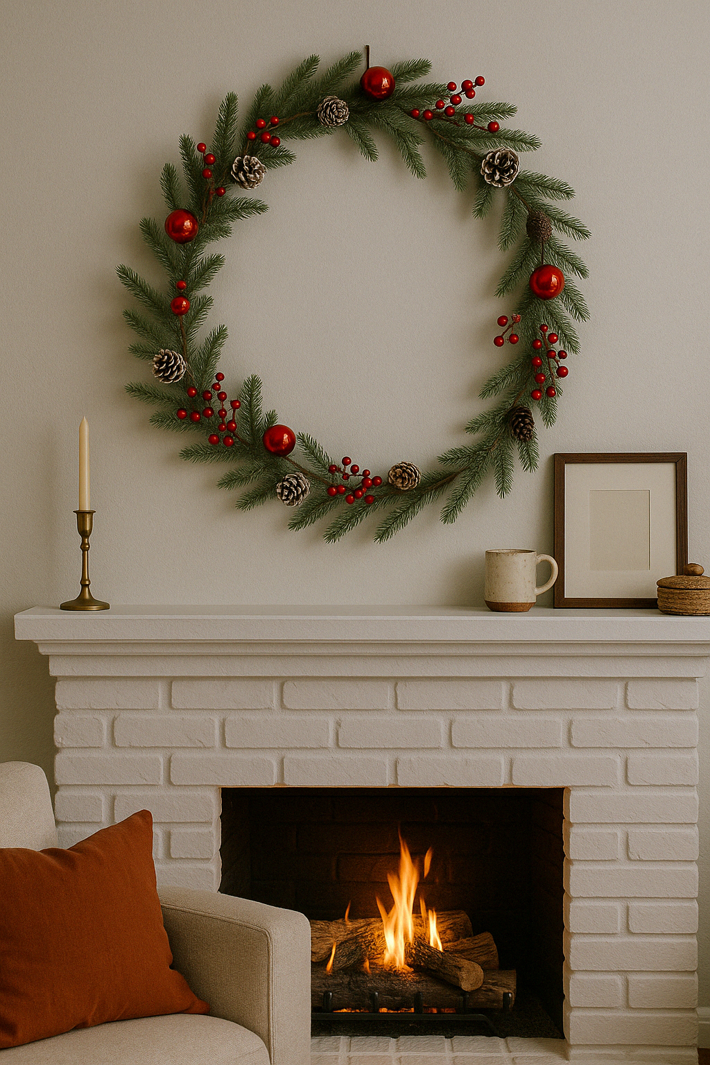 Frosted Bauble Garland 190 cm – Elegant Holiday Garland with Frosted Baubles and Winter Foliage – Perfect for Christmas Décor, Mantels, Tables, and Seasonal Displays