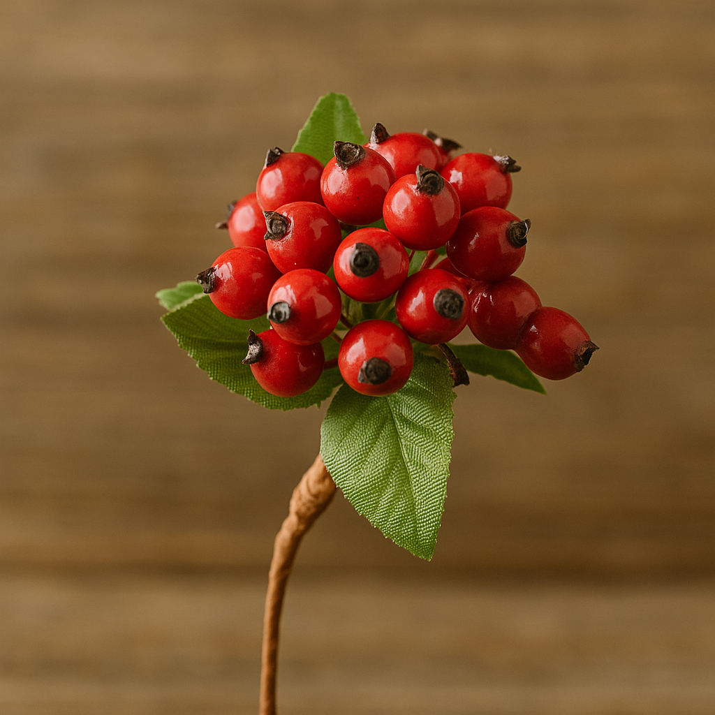Red Berry Hip Bunch - Artificial Berry Branches with Vibrant Red Berries - Perfect for Floral Arrangements, Home Décor, and Seasonal Decorations