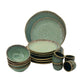 Embossed Crystal Green Stoneware Crockery Set - 16-Piece Dinnerware Set - Elegant and Durable for Dining, Serving, and Entertaining in Style