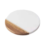 Hot Selling Round Marble Display Tray Natural Solid Wood Marble Splicing Bread Cheese Board