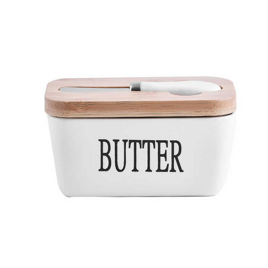 Rectangular Ceramic Butter Box Sealed storage container Western cheese crock butter jar keeper for Restaurant 15x8.5cm