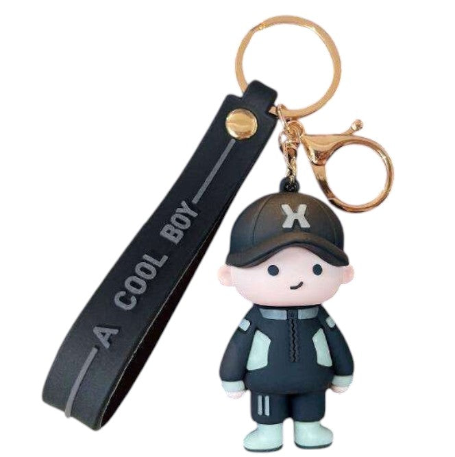 Soft rubber Luminous cool boy fashion keychain with pvc chain