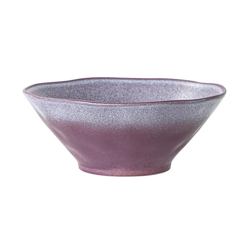 Elegant 23.5cm Divinity Purple Serving Bowls, Set of 4 - Luxury Crackle Glaze Ceramic, Sustainable, Perfect for Home, Hotel, Restaurant