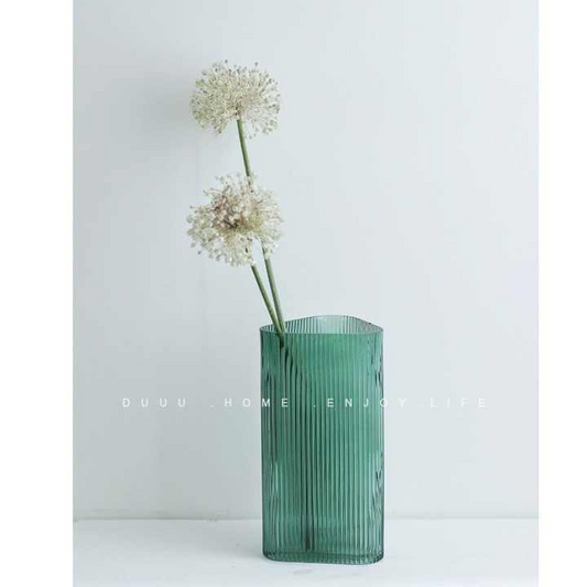 Green Elegant Plant Flower Glass Vase