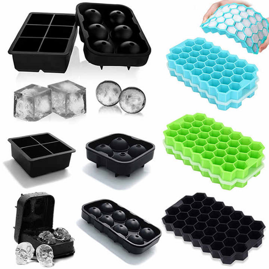 Custom Eco-friendly 6 grids round silicone ice cube tray mold with lid ice ball Maker Black Square