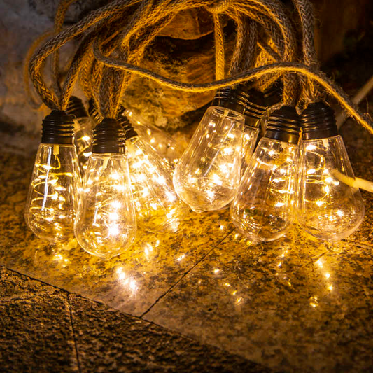 Olive Bulb Light Color Plating Christmas Light LED String Lights - Warm White, Hemp Rope, 2.7M, IP20, 4.5V, 50,000 Hours Lifespan, 3500K, Indoor Decorative Lighting