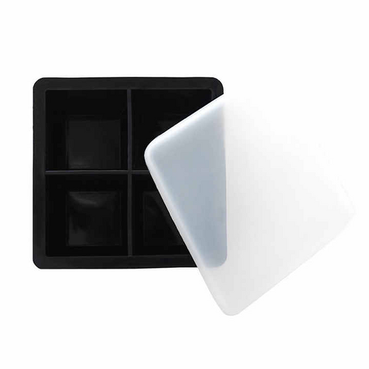 Custom Eco-friendly 6 grids round silicone ice cube tray mold with lid ice ball Maker Black Round