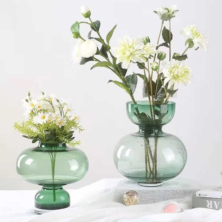 Round Green Home Decor European Art Transparent Wholesale Glass Vase