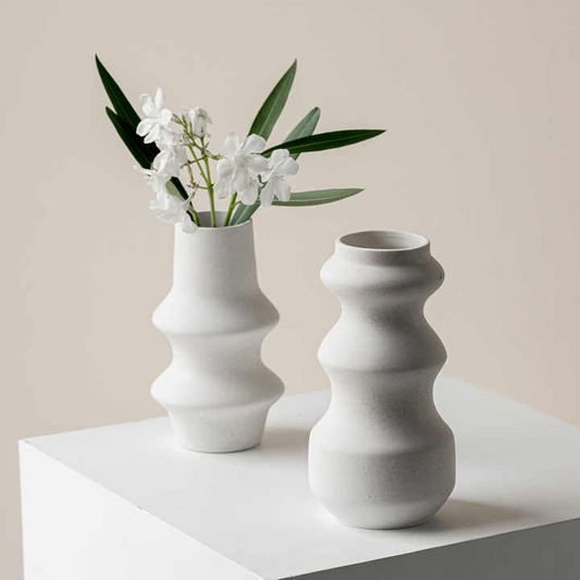 Indented  Cone Shaped Home Decor Element Contemporary Home Decor Ceramic Vase For Weddings Ceramics