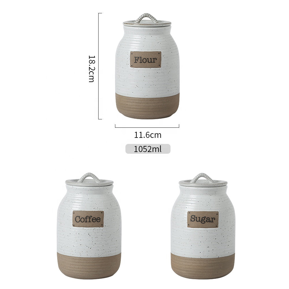 Earthen Elegance Ceramic Sugar Canister - 1052ml