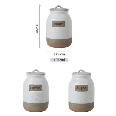 Earthen Elegance clay ceramic storage jars sealing lid canisters for the kitchen storage 1052ml Sugar