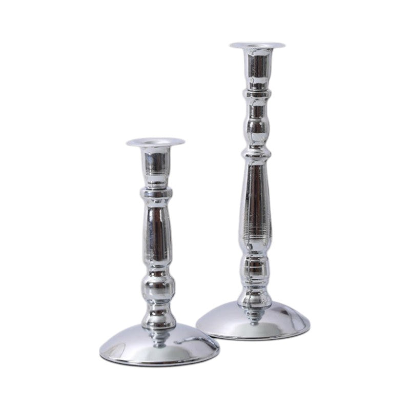 Luxury Home Décor Wedding Table Centerpiece – Silver-Plated Iron Candlestick Holders – Elegant Tabletop Candle Holders for Weddings, Events, and Sophisticated Home Decoration