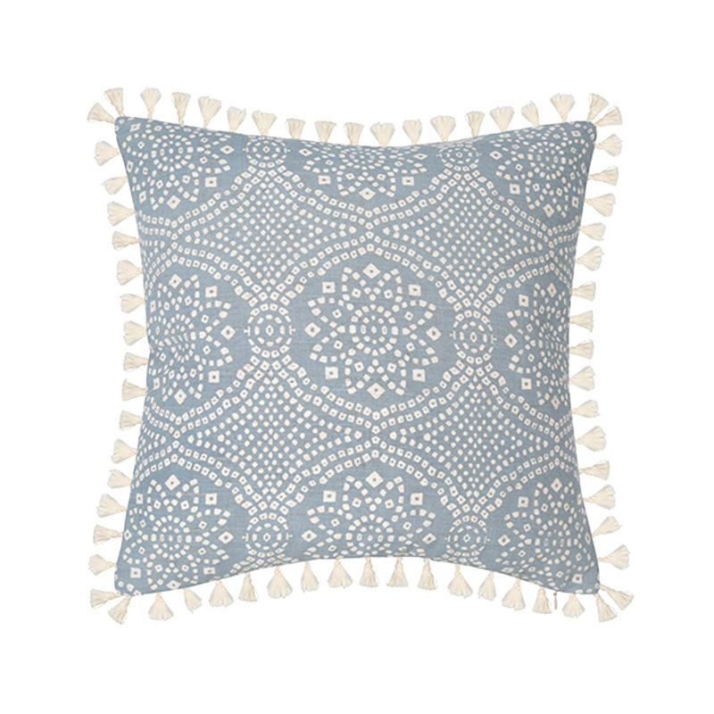 Morroca Style Tufted Cotton Linen Cushion Cover with Tassel