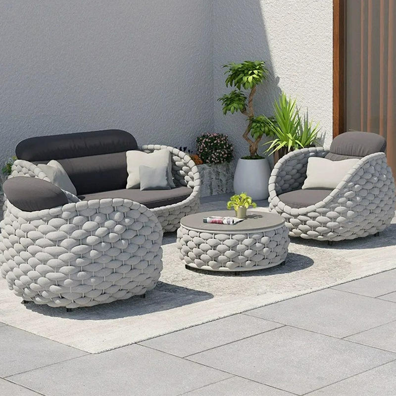 Patio Outdoor Rattan Furniture Set - Curl Rattan Sofa & Leisure Lounge Chair - Stylish Garden Seating for Relaxing and Entertaining