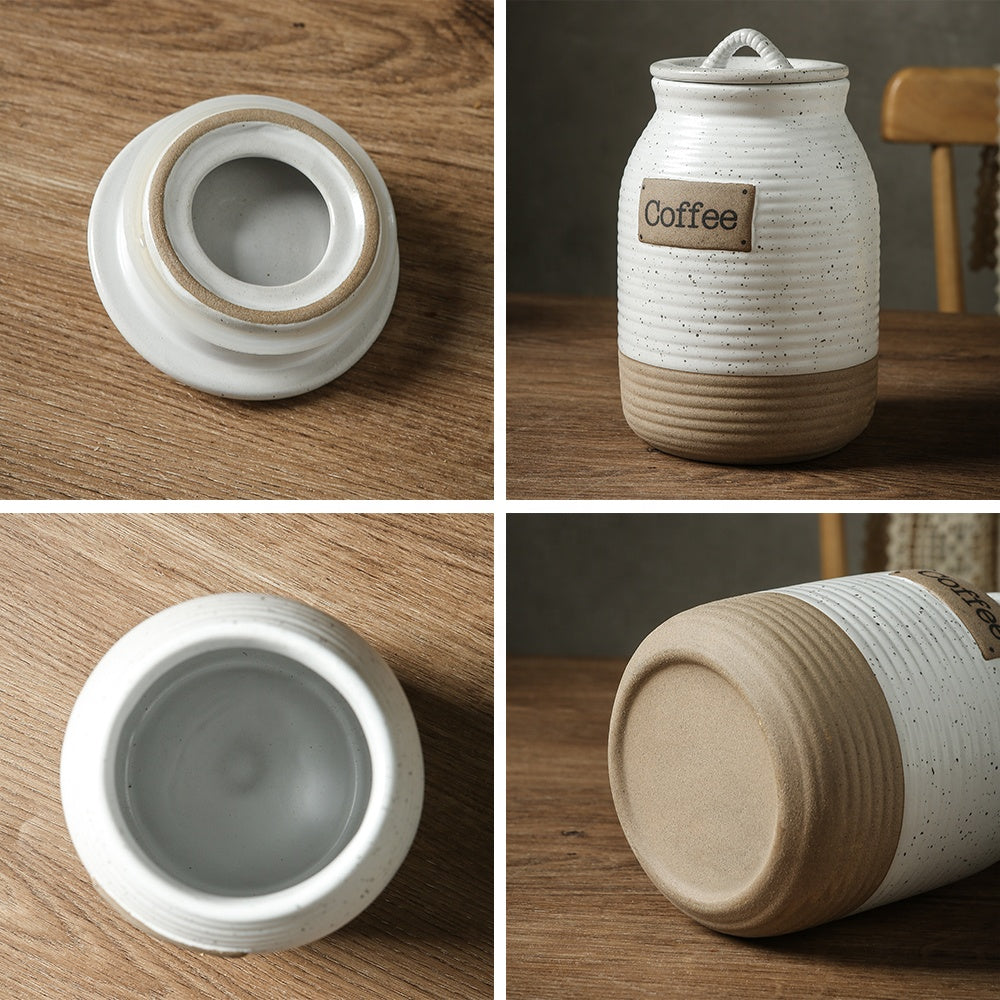 Earthen Elegance clay ceramic storage jars sealing lid canisters for the kitchen storage 1052ml Sugar
