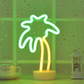 LED Coconut Tree Neon Lights Sign with Stand Base, Battery or USB Powered, 28cm, IP20, 4000h Working Lifetime, Perfect for Home Decor, Parties, and Holiday Decorations, Green Neon Light