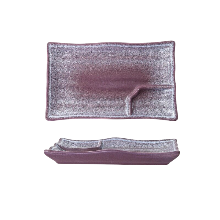 Elegant 21.3cm Divinity Purple Square Serving Plates, Set of 4 - Luxury Crackle Glaze Ceramic, Sustainable, Perfect for Home, Hotel, Restaurant