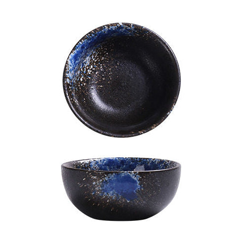 3.6 inch black blue Japanese bowl