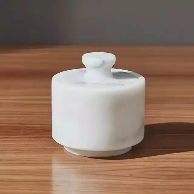 Marble salt and pepper shaker with lid