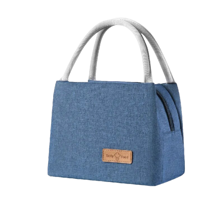 Large Blue Bento Bag - Oxford Cloth Shoulder Lunch Bag for Outdoor Picnics, Thermal Insulation, Waterproof, 600D Material