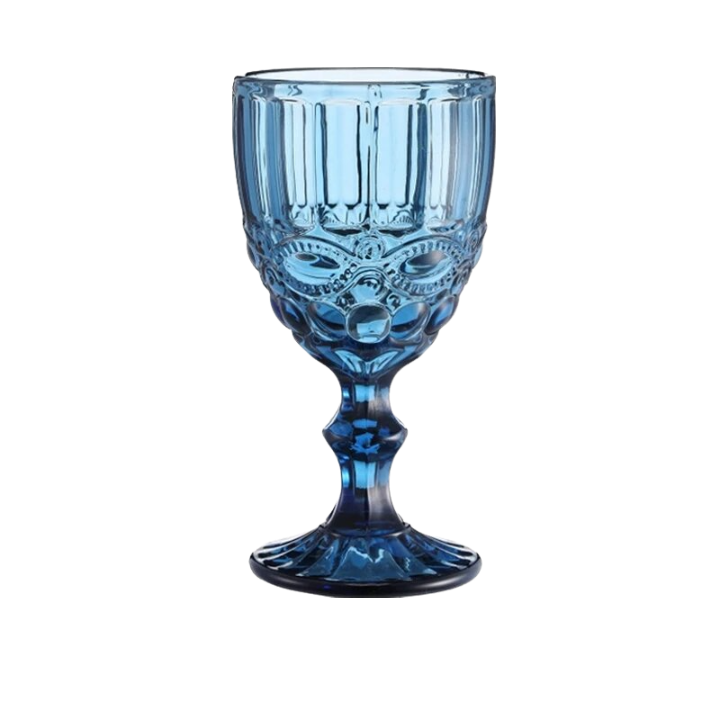 Victoria Glass Goblets Blue 300ml - Minimalist Design, Wine Glass, Multi-Use