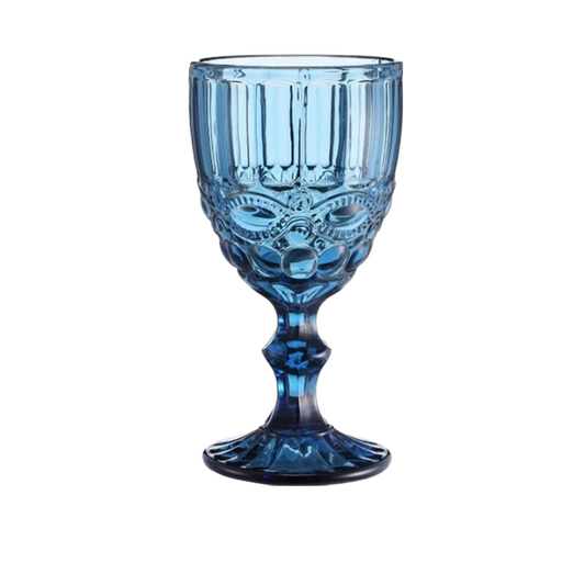 Victoria Glass Goblets Blue 300ml - Minimalist Design, Wine Glass, Multi-Use