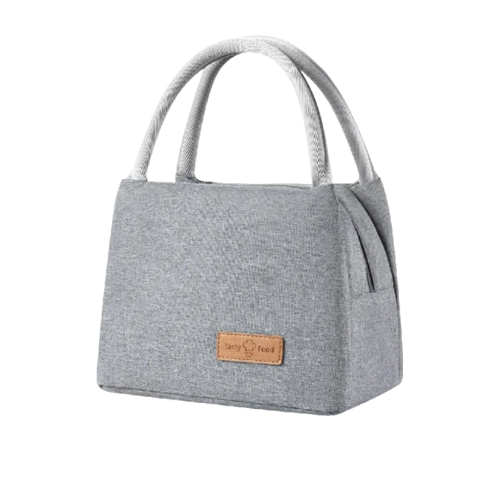 Large Grey Bento Bag - Oxford Cloth Shoulder Lunch Bag for Outdoor Picnics, Thermal Insulation, Waterproof, 600D Material