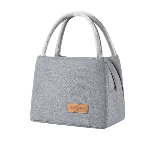 Large Grey Bento Bag - Oxford Cloth Shoulder Lunch Bag for Outdoor Picnics, Thermal Insulation, Waterproof, 600D Material