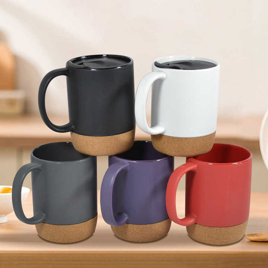 400ml matte stoneware multi colour customized logo tea coffee ceramic mug with natural cork base