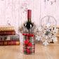 Christmas Wine Bottle Cover – Plaid Sweater Design with Faux Fur – Wine Bottle Holder Pouch for Xmas Dinner Party – Festive and Fun Holiday Decoration for Wine Bottles