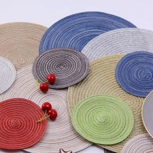 Eco-friendly Stocked Round Fabric Table Placemat Woven Placemats 36cm Blue