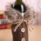 Christmas Wine Bottle Cover – Plaid Sweater Design with Faux Fur – Wine Bottle Holder Pouch for Xmas Dinner Party – Festive and Fun Holiday Decoration for Wine Bottles