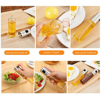 QZQ Manufacturer Baking Cooking BBQ Stainless Steel Food Glass Bottle Brush Funnel Silicone Sweep Kitchen Tool Set Oil SprayerPopular