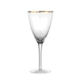 330ml Hammer Wine Glass Clear with Gold Rim