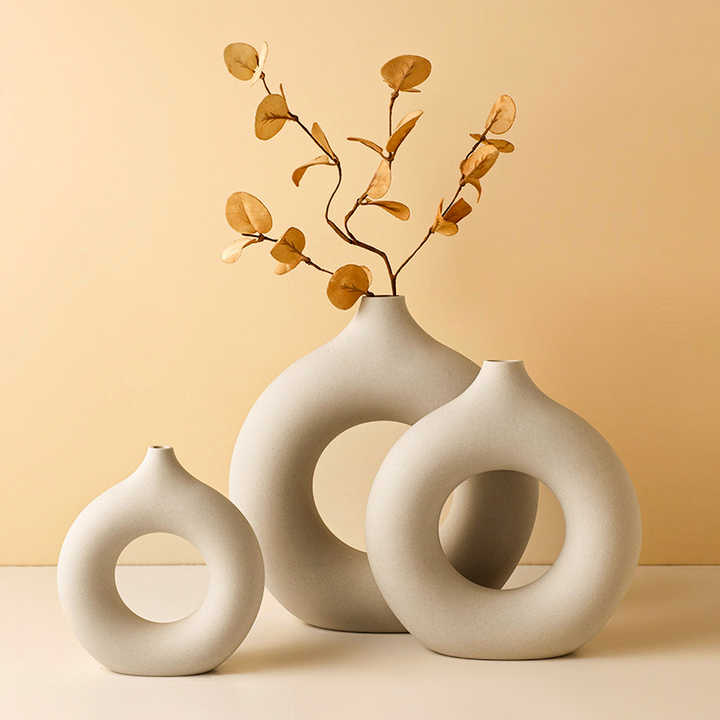 Contemporary Decoration Handmade Plant Circular Wedding Vase Nordic Ceramic Vase