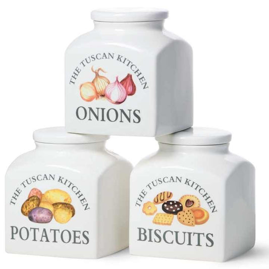 Tuscan Kitchen Porcelain Square 3.5L Cannister Biscuits