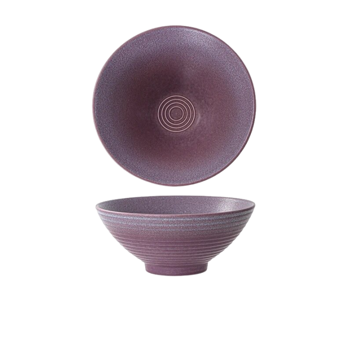 Elegant 20cm Divinity Purple Soup Bowls, Set of 4 - Luxury Crackle Glaze Ceramic, Sustainable, Perfect for Home, Hotel, Restaurant