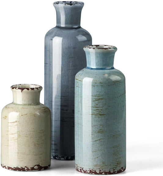 Three Sets Modern Home Decoration Living Room Small Vase Colorful Ceramic Vases