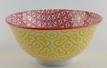 Hand-Painted Luxury Porcelain Dessert Bowl (Pack of 6) – Vibrant Yellow/Red