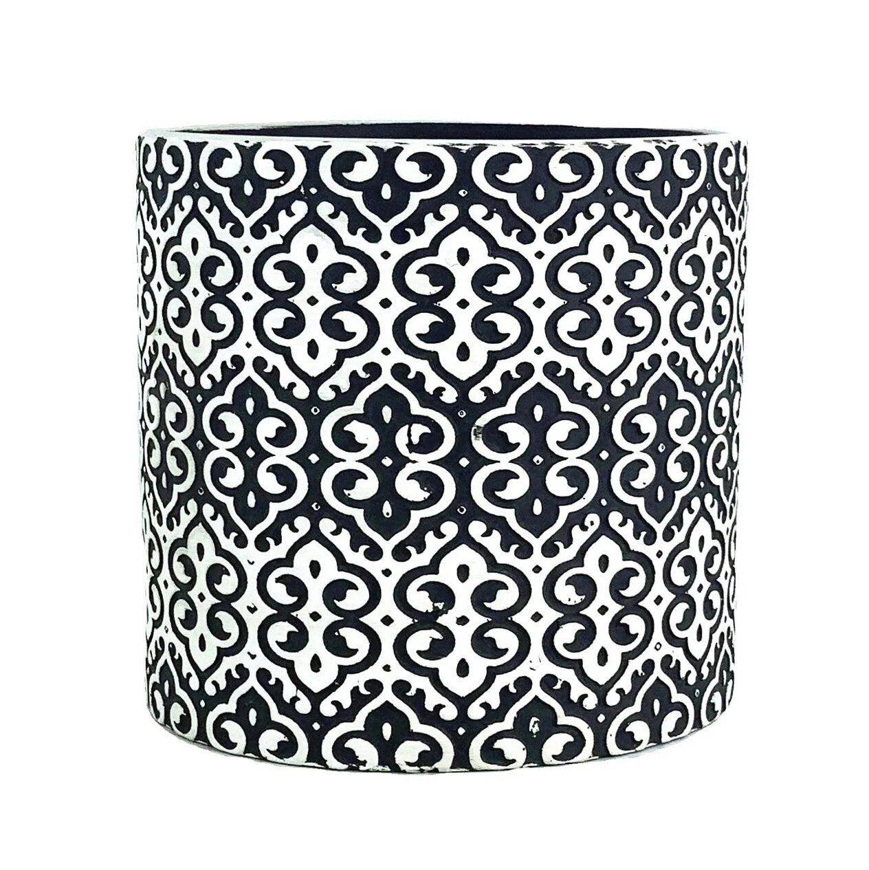 Black Spiral Ceramic Flowerpot - Modern Design Style, Eco-Friendly, Round Shape, 13.5x13.5x12.5 CM