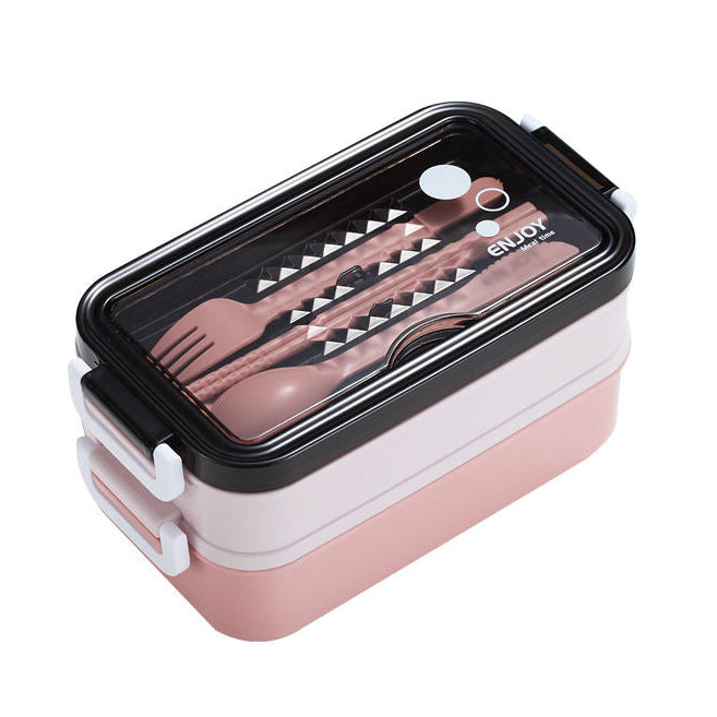 Pink Plastic lunch box set