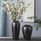 Black Tall Aesthetic Centerpiece Garden Circle Stoneware Grand Unique Ceramic Vase For Centerpiece Flowers