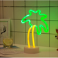 LED Coconut Tree Neon Lights Sign with Stand Base, Battery or USB Powered, 28cm, IP20, 4000h Working Lifetime, Perfect for Home Decor, Parties, and Holiday Decorations, Green Neon Light