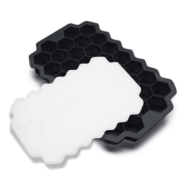 Custom Eco-friendly 6 grids round silicone ice cube tray mold with lid ice ball Maker Black Round